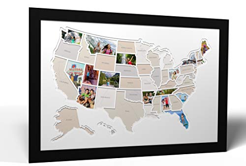 50 States USA Photo Map - Frame Optional - Made in America