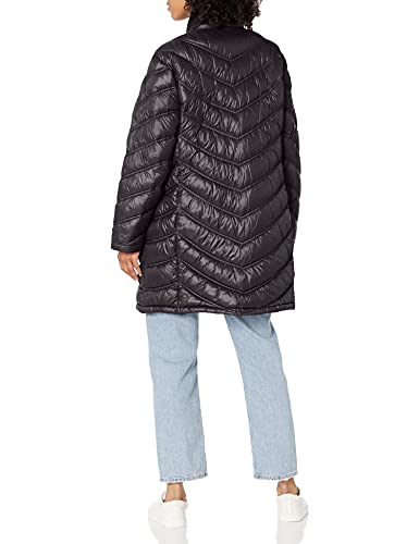 Women's Chevron Quilted Packable Down Jacket (Standard and Plus), Black, Large