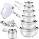 Electric Hand Mixer Mixing Bowls Set, Upgrade 5-Speeds Mixers