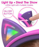 Kids Headphones with LED Light Up Cat Ears 3.5mm On Ear Audio Headphones for Kids