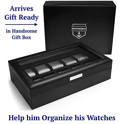 Mens Watch Box Storage Case Holder, Watch Box for Large Watches