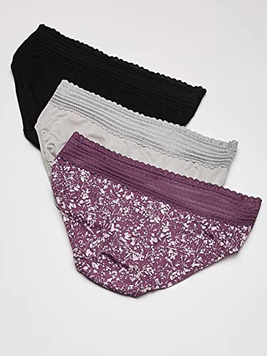 Amaranth Abstract Print Black Platinum Womens No Muffin 3 Pack Hipster Panties