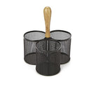 Mind Reader Microwave Cart Utensil Holder, 3-Section, Black