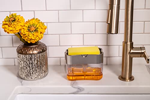 Countertop Dish Soap Dispenser Pump and Sponge Holder for Kitchen Sink