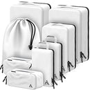 8 Piece Deluxe Set Compression Packing Cubes for Travel with HybridMax Double Capacity