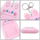 Cute Plush Kpop Photocard Holder with Keychain, Cartoon Bear Rabbit Cat Photo Sleeve