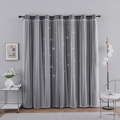 2 Panels Star Blackout Curtains for Girls Kids Baby Bedroom Window Curtain