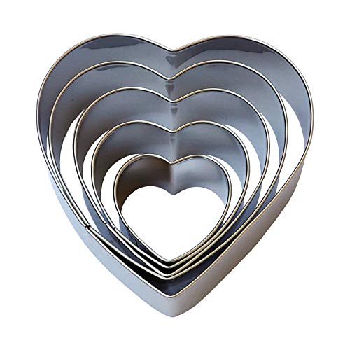 Heart Cookie Cutter Set - 5 Piece Heart Shaped Biscuit Cutters