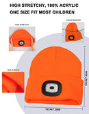 Unisex Beanie Hat with Light for Kids, USB Rechargeable Hands Free LED Headlamp Hat