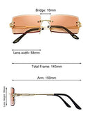 3 Pairs Rimless Rectangle Sunglasses Tinted Frameless Eyewear Vintage Transparent