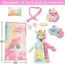 18 inch Doll Clothes and Doll Sleeping Bag Set - Rainbow Unicorn Doll Costume