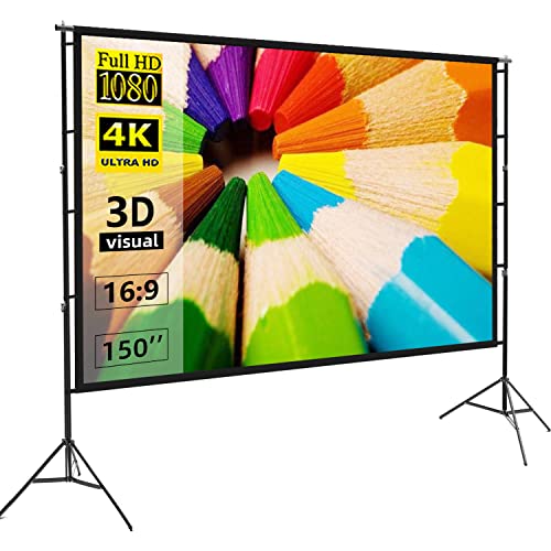 Projector Screen and Stand,Towond 150 inch Indoor Outdoor Projection Screen