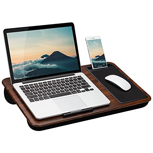 Home Office Lap Desk with Device Ledge, Mouse Pad, and Phone Holder
