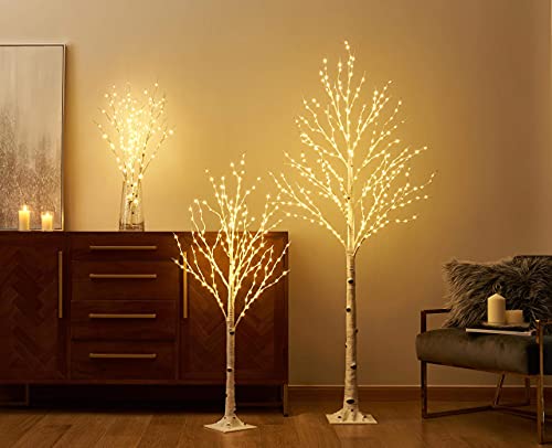 Lighted White Twig Branches with Timer and Dimmer 2 Sets Tree Branch with Warm White Lights