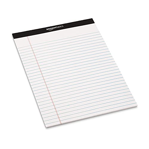   Basics Wide Ruled Lined Writing Note Pad, 8.5 inch x  11.75 inch, White, 12 Count ( 12 Pack of 50 ) : Office Products