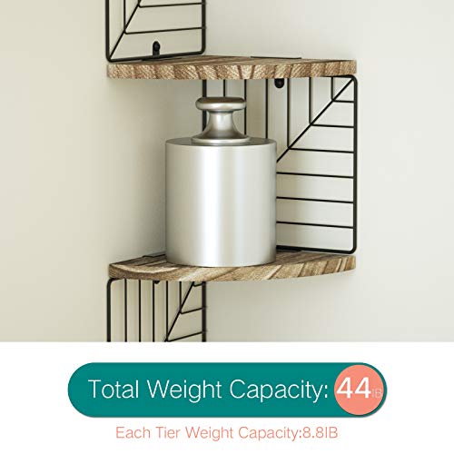 Corner Shelf Wall Mount of 5 Tier Rustic Wood Floating Shelves Wall Shelves