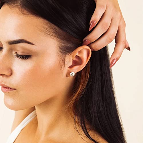 Cubic Zirconia Earrings Studs for Women, 6 Pairs Hypoallergenic 316L Stainless Steel Stud