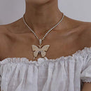 Big Butterfly Pendant Necklace Rhinestone Chain for Women Girl  Choker Necklace