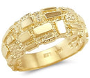 Size- 8-14k Solid Yellow Gold Ladies Mens Square Nugget Ring