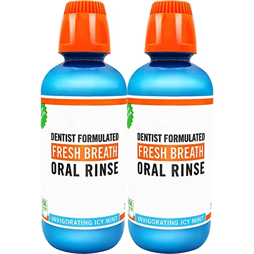 TheraBreath Fresh Breath Dentist Formulated Oral Rinse, Icy Mint, 16 Fl Oz (Pack of 2)