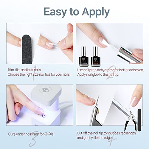 Nail Tips and Glue Gel Kit, Gel x Nail Kit 4 in 1 Nail Glue Gel, Ultra-Portable LED Nail Lamp