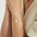 14K Gold Filled Layered Beaded A Letter Initial Bracelet Personalized Disc Charm Bracelet