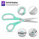 8" Multipurpose Scissors Bulk Ultra Sharp Shears, Comfort-Grip Sturdy Scissors , 3-Pack, Mint, Grey, Purple