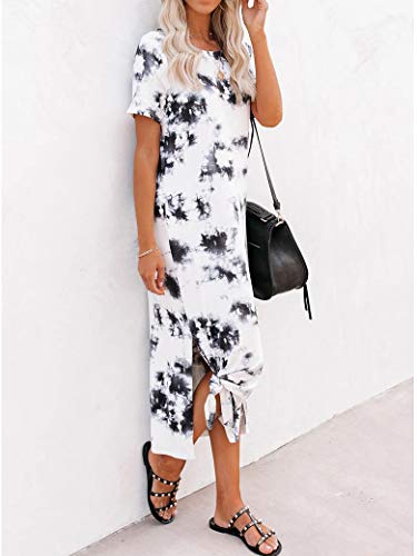 Long Dress for Women Summer Casual Short Sleeve Tie Dye Dresses