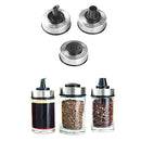 Oil and Vinegar Dispenser Set of 6 Bottles, Stainless Steel Salt and Pepper Holder