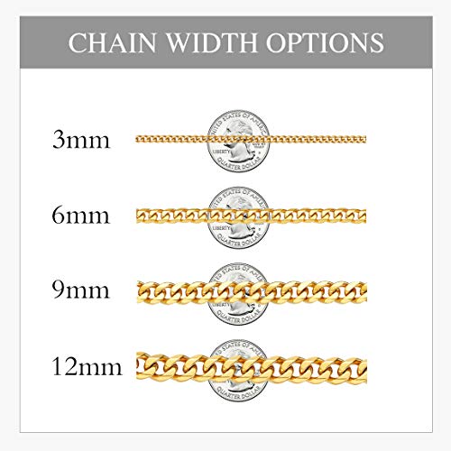 Stainless Steel Necklace Men Fashion Cuban Curb Link Chain Necklace Golden