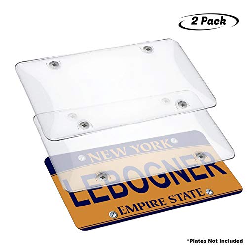 lebogner Car License Plates Shields 2 Pack Clear Bubble Design Novelty Plate Covers