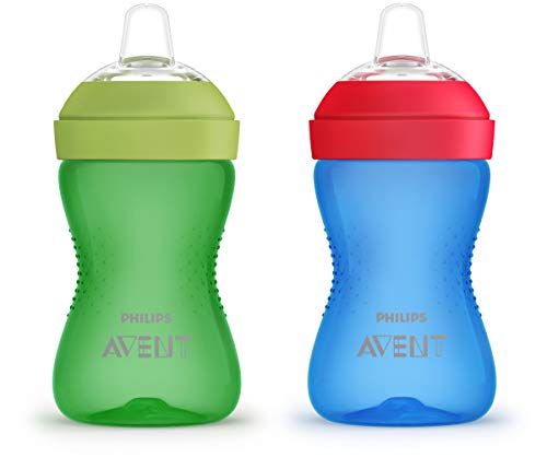 Philips Avent My Grippy Spout Cup, 10 Ounce, 2 Pack, Blue/Green, SCF801/21