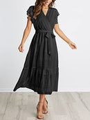 Women Summer Bohemian Floral Casual Midi Sun Dress