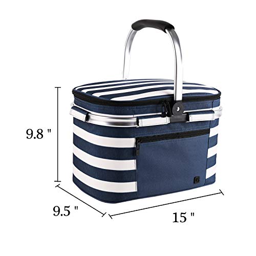Insulated Picnic Baskets Shoping Basket Cooler Bag Collapsible Portable Picnic Basket