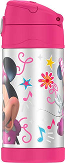 THERMOS FUNTAINER 12 Ounce Stainless Steel Vacuum Insulated Kids Straw Bottle, Minnie Mouse