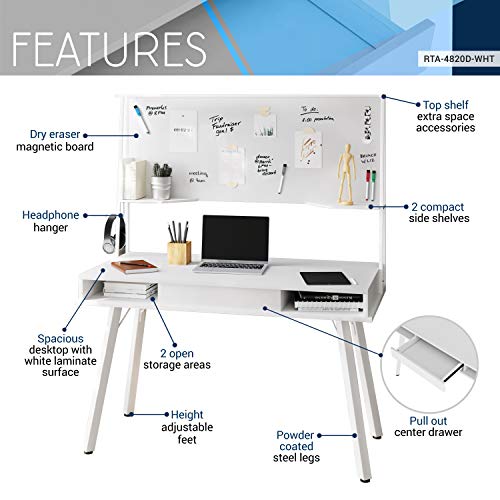 Study Computer Storage & Magnetic Dry Erase White Board Home Office Desk