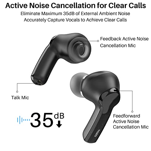 Hybrid Active Noise Cancelling Wireless Earbuds, in-Ear Detection Headphones