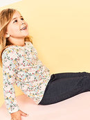 Girls' Toddler 4-Piece Top and Vest Set, Olive, Floral, 4T