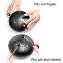 8 Notes 6 Inch, Professional Steel Drum C-Key, Worry Free Drum (Black) for Beginner
