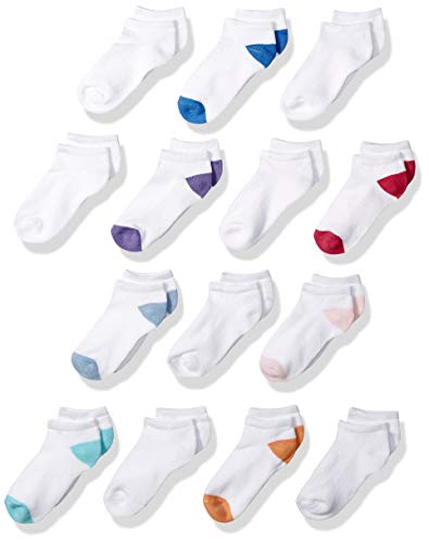 Unisex Kids' Cotton Low Cut Sock, Pack of 14, White/Multicolor, Medium