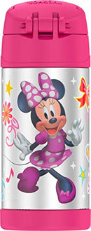 THERMOS FUNTAINER 12 Ounce Stainless Steel Vacuum Insulated Kids Straw Bottle, Minnie Mouse