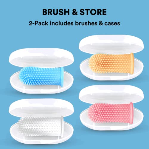 360º Dog Fingerbrush Toothbrush Kit (4-Pack) Ergonomic Design, Full Surround Bristles
