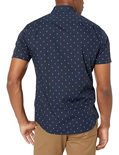 Men's Slim-Fit Short-Sleeve Print Shirt, Anchor, Large