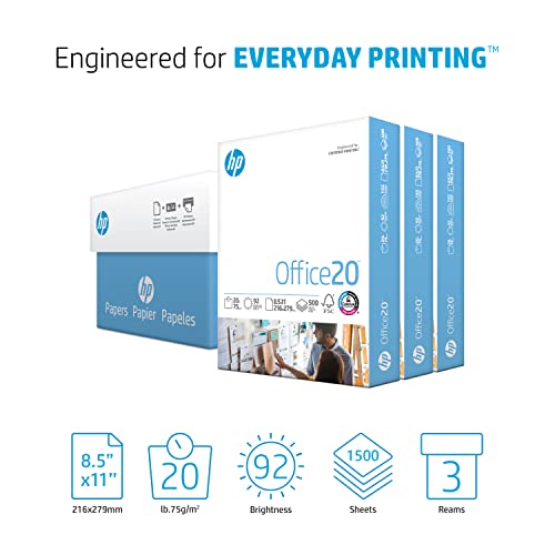 8.5 x 11 Paper | Office 20 lb | 3 Ream Case - 1500 Sheets | 92 Bright | Made in USA - FSC Certified
