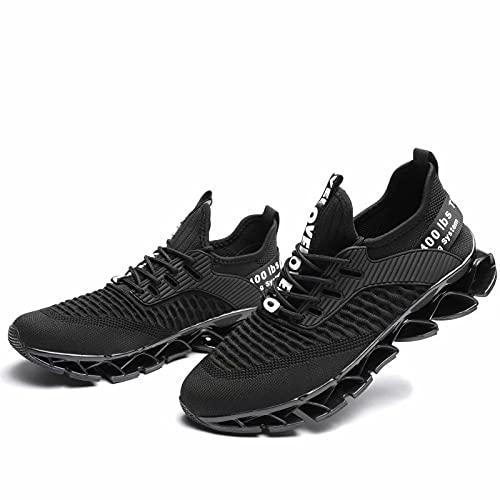 Men's Running Shoes Fashion Sneakers Breathable Non Slip Full Black