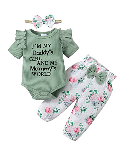 Baby Girl Clothes Newborn Girl Spring Outfits Ruffle Romper Floral Pants Set Infant Girl Clothes