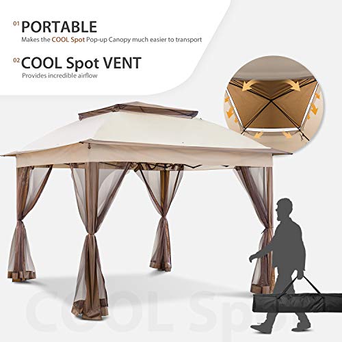 COOL Spot 11'x11' Pop-Up Gazebo Tent Instant with Mosquito Netting Outdoor