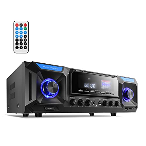 Audio Power Amplifier 330W 2 Channel, Bluetooth 5.0 Home Theater Stereo Receiver