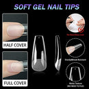 Soft Gel Full Cover Nail Tips Kit for Soak Off Artificial Nail Extensions with Case, 240 PCS