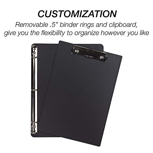 Professional Padfolio Bundle, Includes Removable Clipboard.5” Round Ring Binder